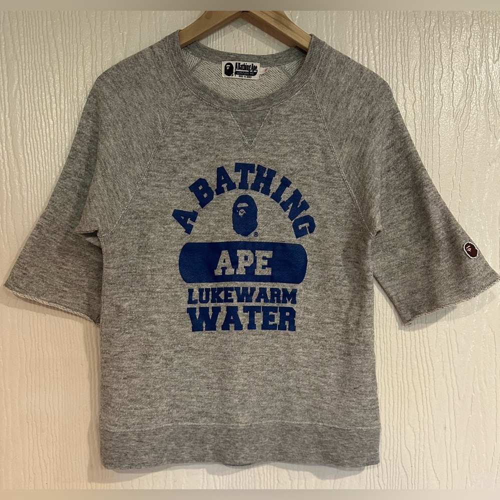 Vintage BAPE A Bathing Ape Lukewarm Water Crewneck Sweatshirt XS Authentic Grey